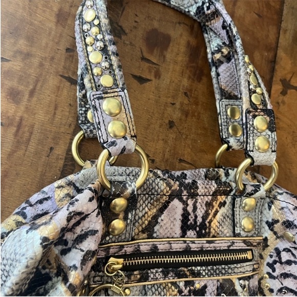 Coach Studded Snake Print Shoulder Bag - Picture 12 of 15